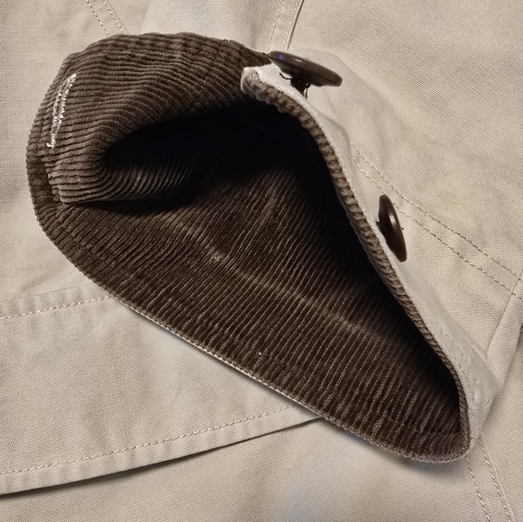 LL BEAN Barn Coat Men’s Large Beige Corduroy Collar Cord Trim Jacket - Picture 3 of 10